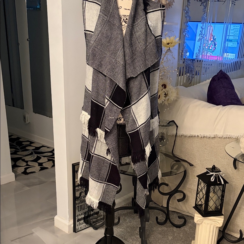 Black and White Plaid Vest